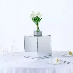 12" tall Silver Acrylic Display Box Centerpiece Wedding Pedestal Riser Column