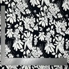 1 Yard Floral Liverpool Knit Fabric Textured Stretch Material for Dresses, Blouses, Tops, Skirts 58"-60" Width Black