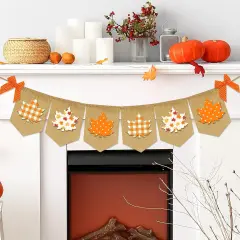 Fall Maple Leaf Burlap Banner
