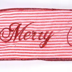 4" Frosted Stripe Merry Christmas Ribbon (5 Yards)
