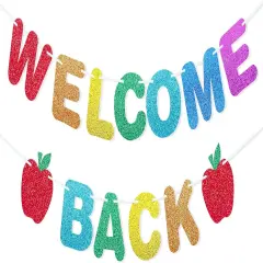 Glitter Welcome Back Banner Back to School Decorations