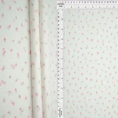 1 Yard Cotton Feel Ditsy Print Rib Knit Fabric 2x2 Rib Soft Stretch Polyester Spandex 58/59 Inch Wide PINK