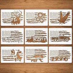 9 Pcs American Flag Stencils