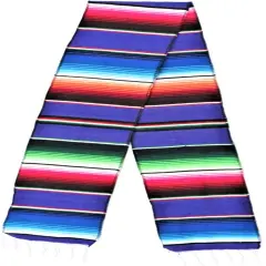 1 Yard Multicolor Mexican Serape Graduation Stole Sash Woven Handmade Fabric with Fringe 5 Inch Width Purple