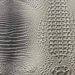 1 Yard 3D Embossed Gator Faux Leather Vinyl Fabric Durable Upholstery Handbags 56" Width Stone Gray
