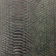 1 Yard Culebra Patent 3D Embossed Snake Skin Vinyl Fabric For Upholstery Handbags 54" Width Hunter Green