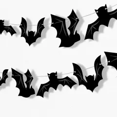 Big Dot of Happiness Black Bats Garland Banner, Halloween Party Decorations Backdrop, 30 Feet of Cord, 15 Paper Bat Shapes