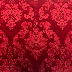 1 Yard Damask Embossed Velvet Fabric for Upholstery Drapery Decor Crafts Costumes Projects 55 Inches Width Red