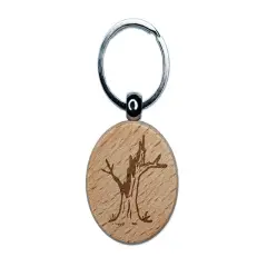 Dead Tree Stump Wood Engraved Wood Round Keychain Tag Charm