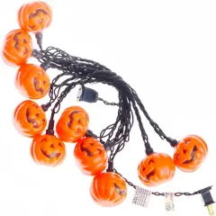 Ghost Faced Pumpkin with 10 Lights