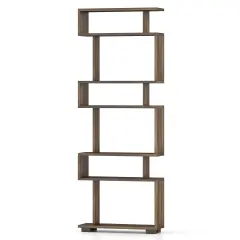 6-Tier Bookcase with Anti-Tipping Kit Walnut
