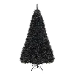 Black Artificial Halloween Christmas Tree with PVC Branch Tips and Cool White LED Lights