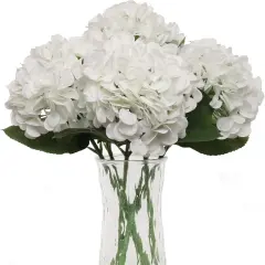 Six-Piece Hydrangea Flower Stems, Cream White Durable Stems with Fade Resistant Color, Stylish Accents for Weddings, Parties & Home Use