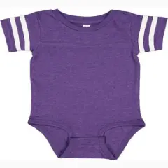 Rabbit Skins&reg; Infant Football Classic Crew Neck Short Sleeve Bodysuit VN PURP BLD WH