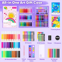Aesthetic Cute Preppy Stuff School Supplies, 149-Pack Drawing Kit Coloring Painting Art Set Gifts Box for Girls Boys Teens, Arts and Crafts for Kids Girls Boys, with Drawing Pad, Coloring Book