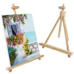 25'' Folding Wooden Tabletop Easel for Painting, Hold Canvas up to 23 Inches, Portable A-Frame Artist Desktop Painting Stand, Photo Picture Sign Holder