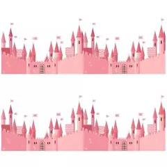 Pink Castle Edible Image cake border 2 Strips per sheet 3.5x10.5 inchs