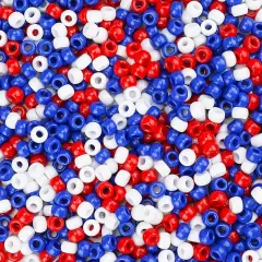 1000+ Pony Beads 9mm Patriotic Acrylic Red White Blue Beads for 4th of July