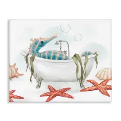 Stupell Industries Seahorse Resting Nautical Bath Canvas Wall Art