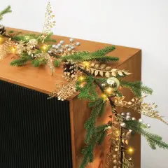 5.2ft 40 LEDs Pine Needles Christmas Garland with Lights