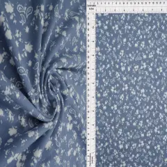 1 Yard Brushed DTY Floral Paisley Print Fabric 170 GSM, 58/60&Prime; Wide Polyester Spandex Blend CHAMBRAY