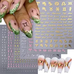 6 Sheets Letter Nail Art Stickers Decals