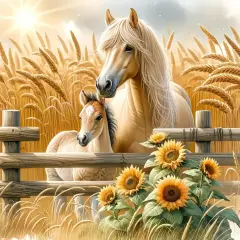 5D DIY Animal Horses And Sunflowers Diamond Painting Kits for Adults