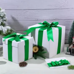 60 Yards Double Faced Green Ribbon, 1 1/2 inch Green Satin Ribbon Valentines Ribbon for Gift Wrapping Crafts Flower Bouquet Hair Bows Party Birthday Graduate Valentine's Day Mother's Day Decorations