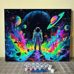 Galaxy Nebula Paint by Number for Beginner DIY Astronaut Acrylic Paint by Numbers for Adults Universe Paint by Number Oil Hand Painting Art Crafts for Home Wall Art Decor 16x20 (Frameless)