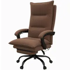 Double Padded Executive Massage Heated Office Chair with Remote Control Lumbar Heating and Footrest Brown