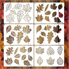 (6 Falls Leaves) -Fall Leaf Stencils for Painting on Wood Hello Autumn Leaves