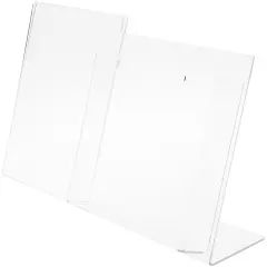 Plymor Clear Acrylic Slanted-Back Countertop Sign Holder with Pocket for 8.5" x 11" Sheets, 11" H x 18.375" W x 5.75" D