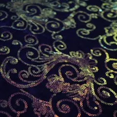 Aria Stretch Velvet Sequin Fabric Royal/Pearl