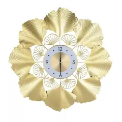 70cm 3D Creative Elegant Round Ginkgo Biloba Wall Clock Living Room Home Decor