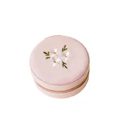 ROUND VELVET JEWELRY CASE BLUSH