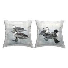 Lakeside Ducks Swimming 2 PC Outdoor Printed Pillow Set Design by Susan Jill, 18 x 7 x 18