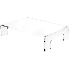 Plymor Clear Acrylic Display Riser with Tray Handles, 4" H x 18" W x 12" D (3/8" thick)