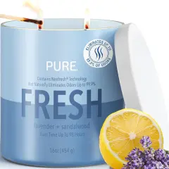 Pure Lavender & Sandalwood Scented Candles, Ideal Valentines Day Gifts, Odor-Eliminating Neofresh Technology 99.9%, 16 oz 2-Wick Jar, 98 Hours Burn Time