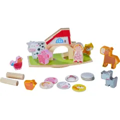 HABA Wooden Toddler Stacking Toys, On the Farm Balancing Game and Wooden Montessori Toys for Preschool Learning, Includes 12 Animal Figures Multicolor