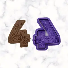 Dinosaur Number 4 Cookie Cutter and Stamp