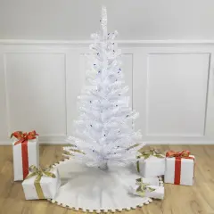 Northlight Pre-Lit Slim Woodbury White Pine Artificial Christmas Tree - 4' - Blue Lights