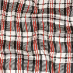 1 Yard Balenciaga Italian Red, Black and White Plaid Silk Charmeuse Designer Luxury 55 inch Width