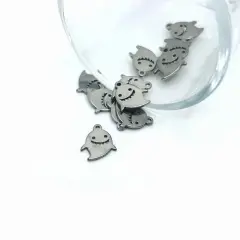 Small Stainless Steel Halloween Ghost Charms, 10x12mm