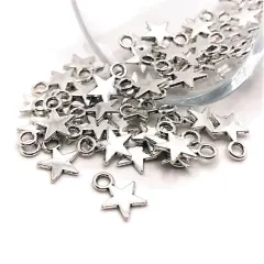 Small Antiqued Silver Star Charms, 8x11mm