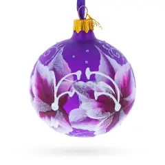 Purple Lily Blossoms Glass Ball Christmas Ornament 3.25 Inches