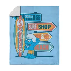 Smurfs Silk Touch Sherpa Throw Blanket Surf Shop
