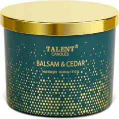 Christmas Candles, Large 3 Wick Jar Candles, Christmas Pine Scented Candles Gifts for Women, Christmas Gift Ideas with Soy Wax Candles, Balsam & Cedarwood