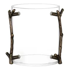 Lucite Wash Cup With Brass Branch Handle