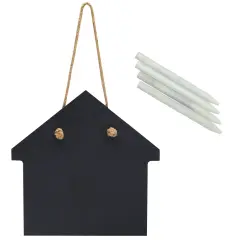 2 Rustic Farmhouse Hanging Chalkboard Signs with 4 Chalk Sticks (6 Piece Set) Black