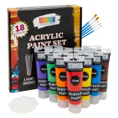 Acrylic Paint Set for Kids with Brushes and Palette (12 Colors, 18 Pieces) Multicolor